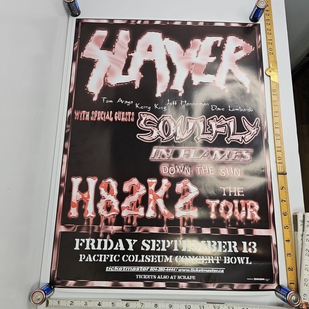 Slayer H82K2 Tour Poster 2002 Vancouver Pacific Coliseum Soulfly In Flames Down
